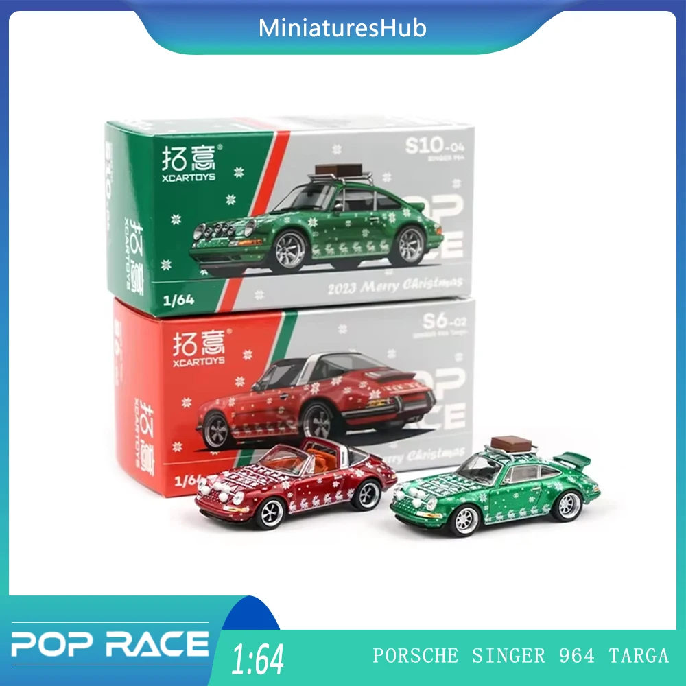 POP RACE 1:64 True Scale Porsche SINGER 964 Targa 2PCS Christmas 2023 Alloy Diecast Car Model Toy Collectible Gift