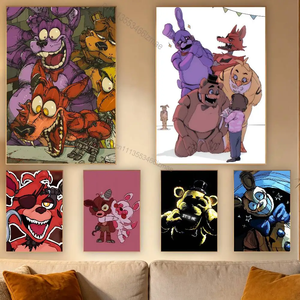 

Top Cute Game F-FNAF Poster Wall For Sticky Decoration Waterproof Home Living Room Bedroom Bar