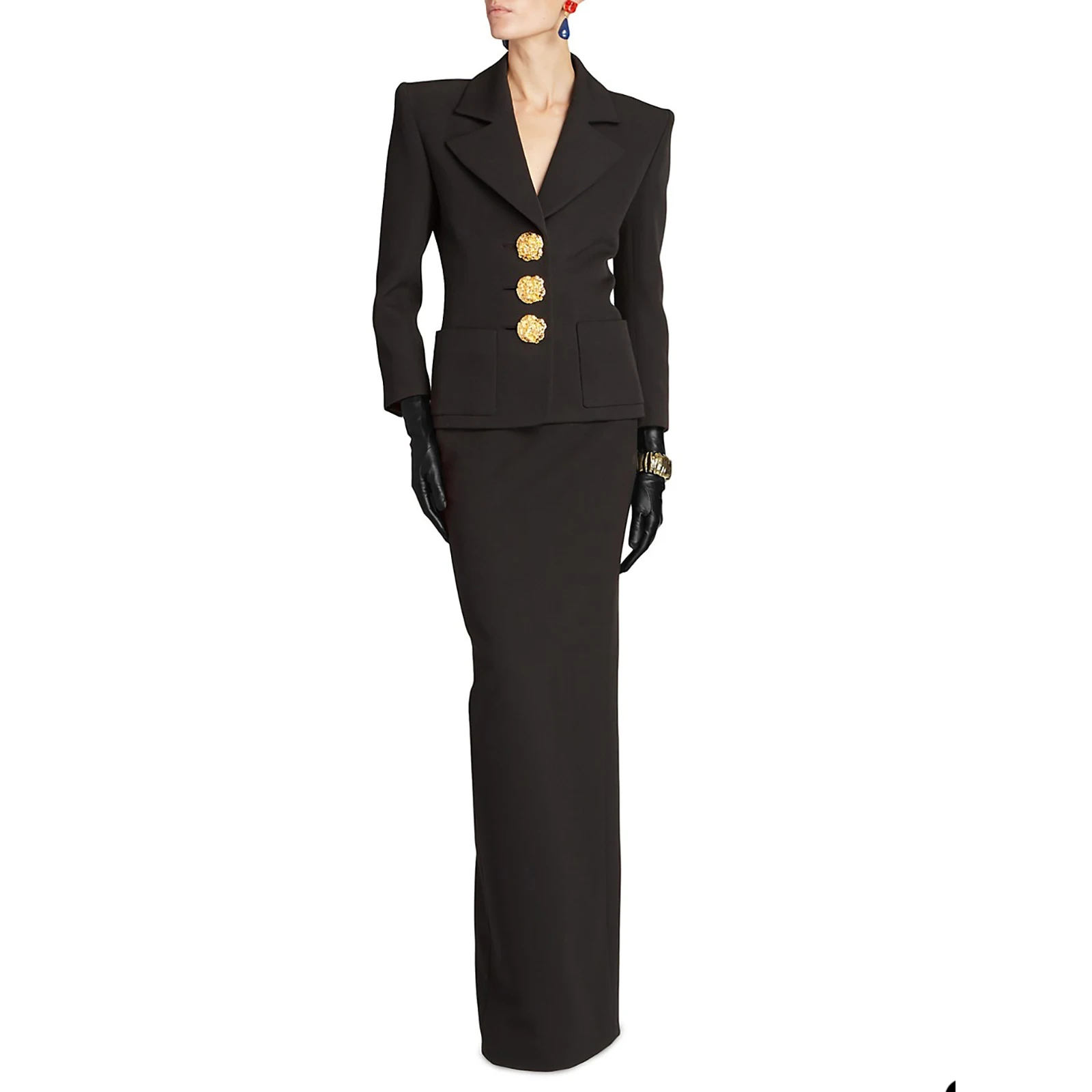 Spring Elegant Mother of the Bride Suit Black Skirts Sets Office Lady Evening Party Blazer Guest Wear 2 Pieces