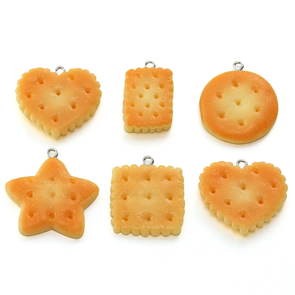 10 Uds. De bonitos galletas de mantequilla de resina, colgantes de comida, dijes para fabricación de joyas, suministros Diy, collar, llavero, suministros