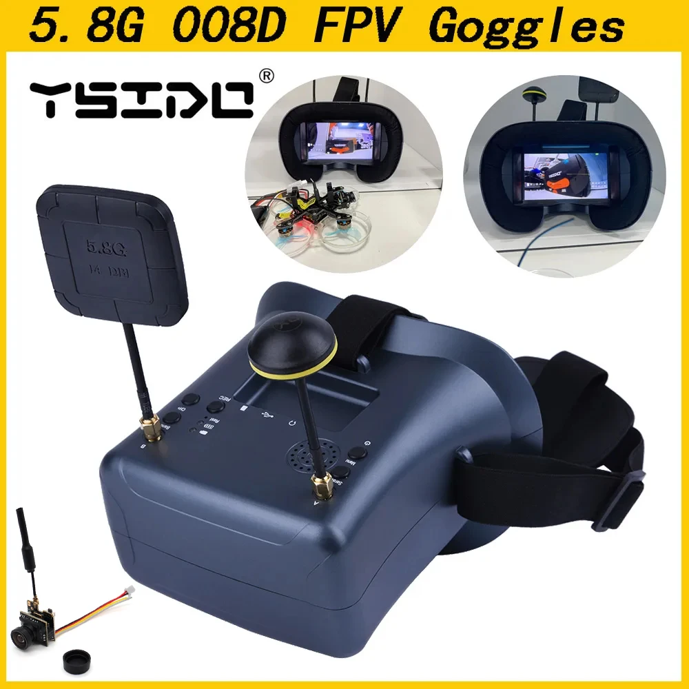 

008D 5.8G 40CH 4.3 Inch 800*480 Video Headset HD DVR Diversity FPV Goggles With Battery Camera For EV800D RC Model RC FPV Drone