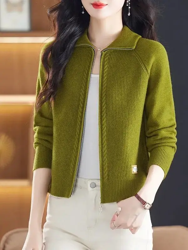 

Женский кардиган-свитер с отложным воротником, тонкой вязки, с завышенной талией, весенняя модная верхняя одежда малого размера