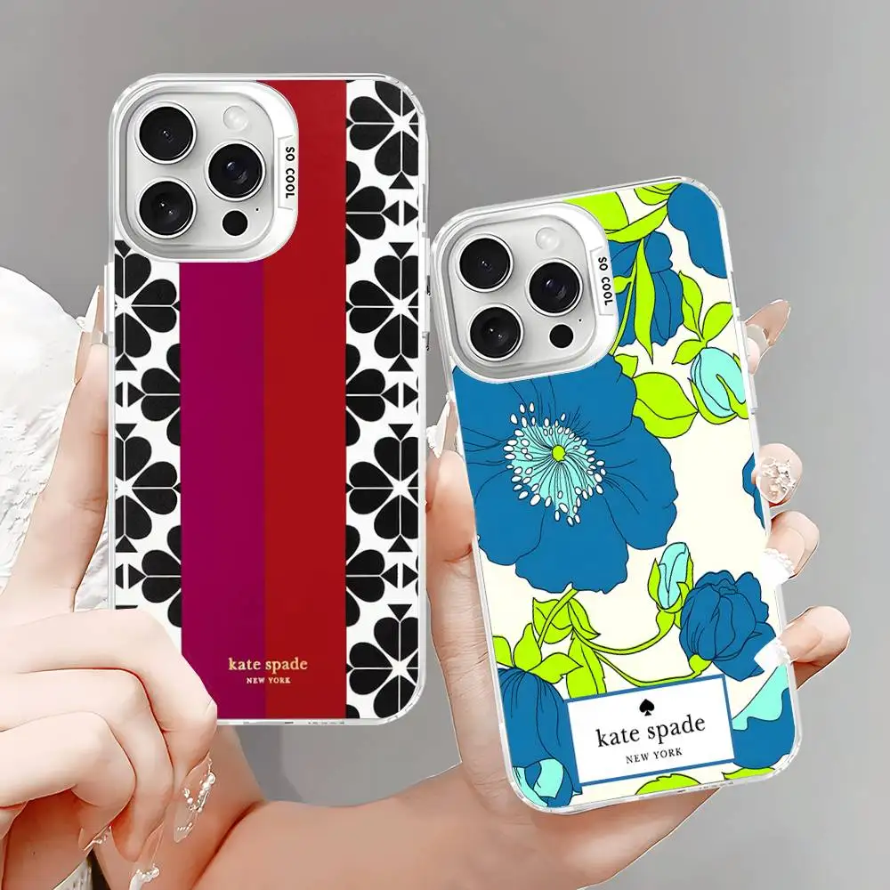 K-Kate S-Spade Flower Color Phone Case For iPhone 17 16 15 14 13 12 11 Pro Max Plus Pro Shell