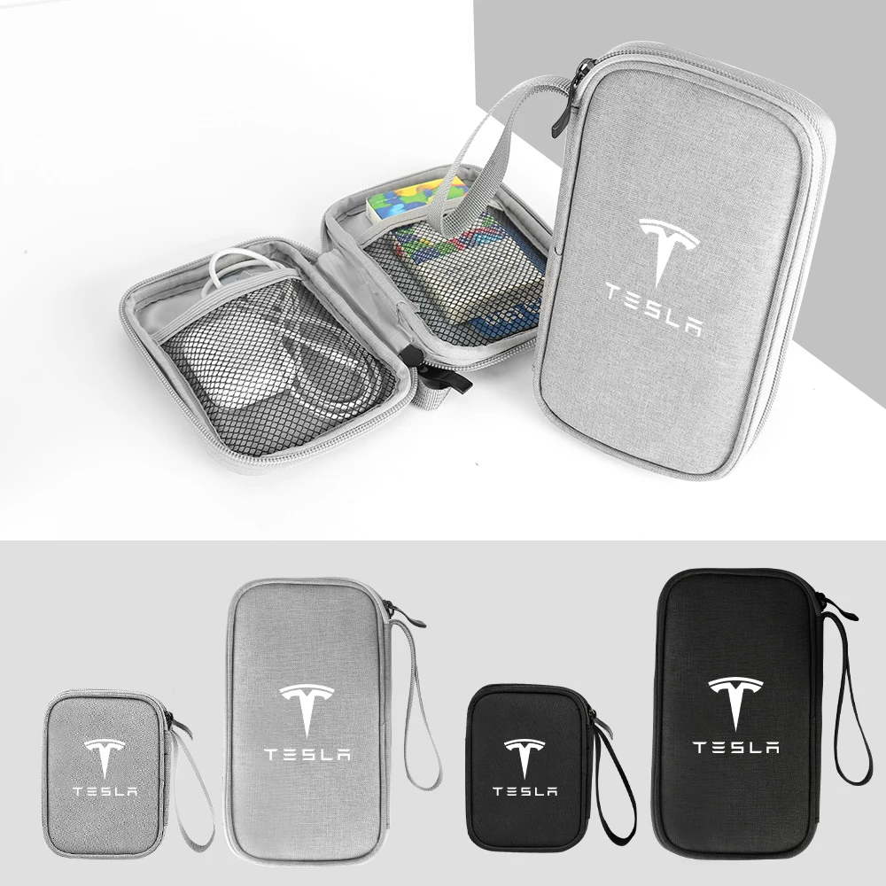 Портативный кабельный органайзер, водонепроницаемая сумка для хранения Power Bank, чехол для цифрового кабеля для Tesla Model 3 Model S Model X Coil Mod