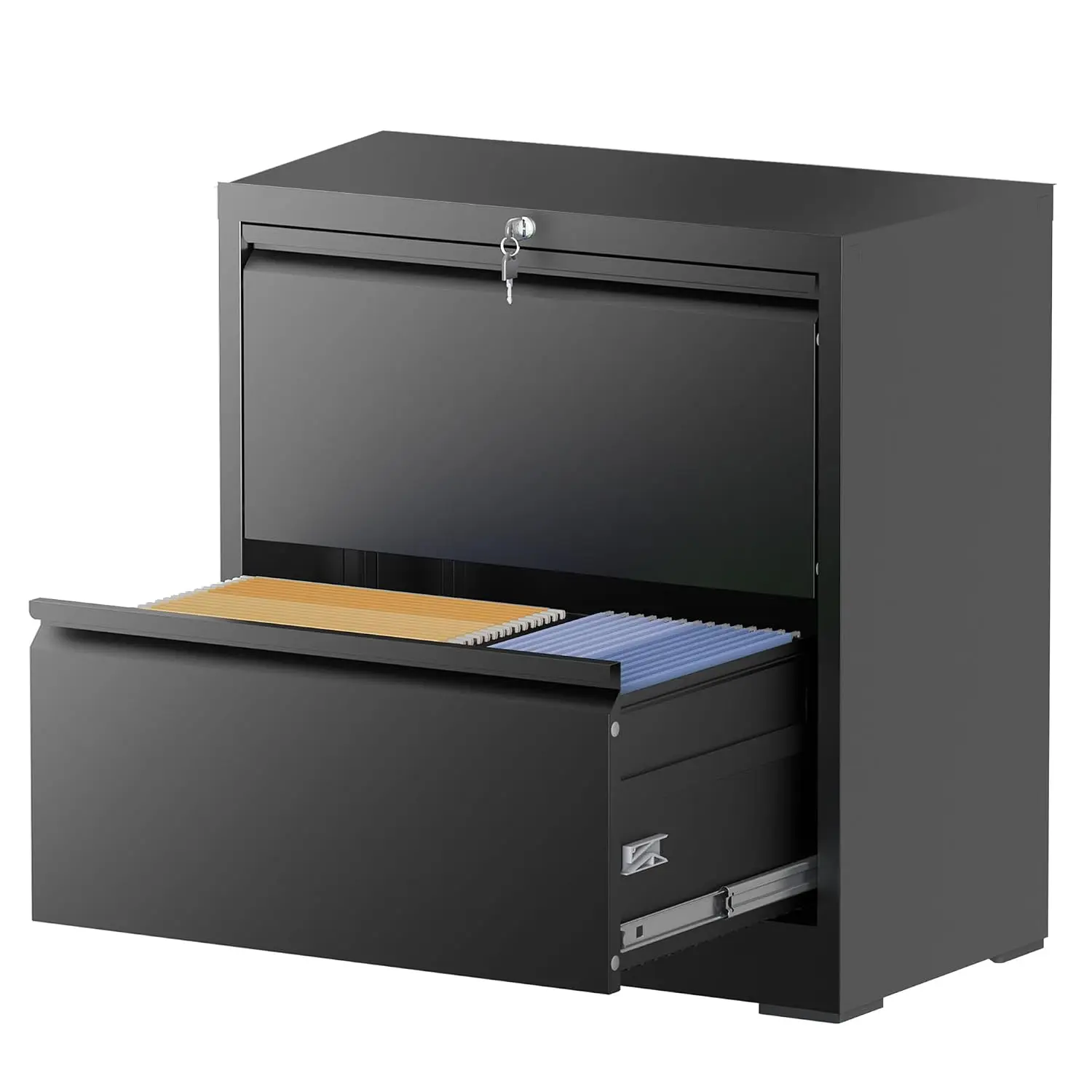 2-Drawer Metal Lateral File Cabinet with Lock for Home Office, Legal/Letter/A4 Document Storage, 26