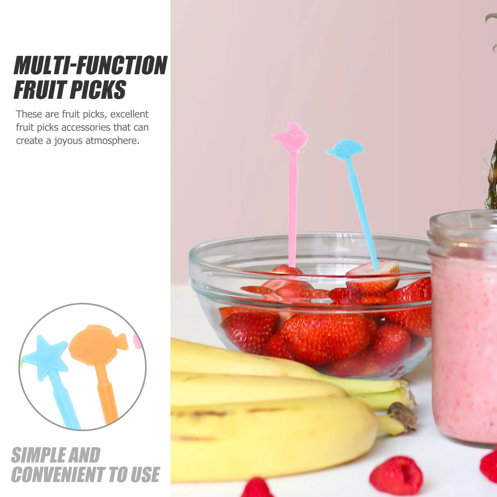 

40pcs Cartoon Fruit Picks Reusable Plastic Cake Forks For Party Dessert Appetizer Snack Food Tasting Mini Fruit Forks Kitchen