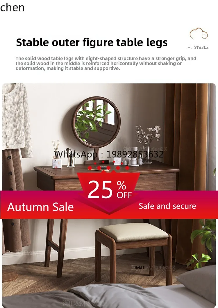 

black walnut dresser with mirror solid wood simple makeup table desk integrated