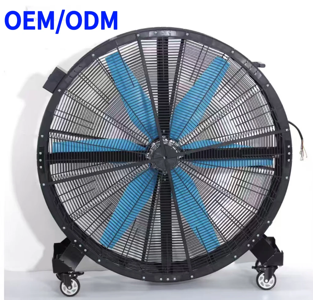 HENGBO 24inch OEM ODM Portable High Airflow Industrial Fan 6 Plastic Blades Copper Wire Motor Free Standing Low Noise 75dB Touch