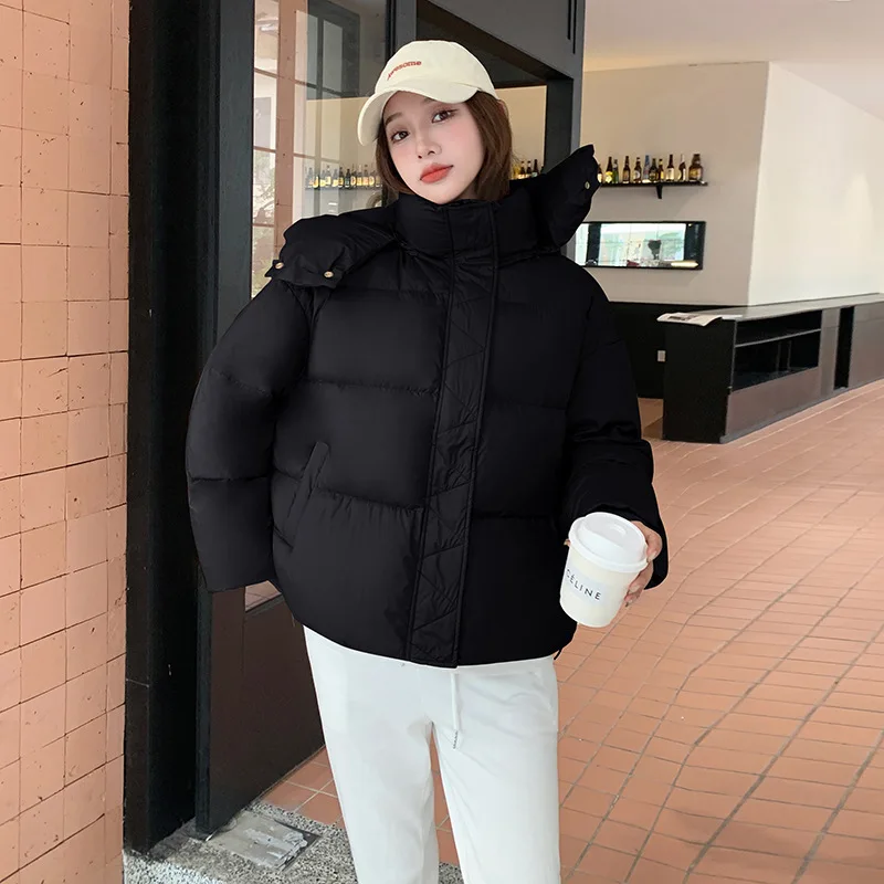

2024 Harajuku Women Winter Short Thickened Fashion Cotton-Padded Jacket Korean Version Loose Design Sense Cotton-Padded Jacket