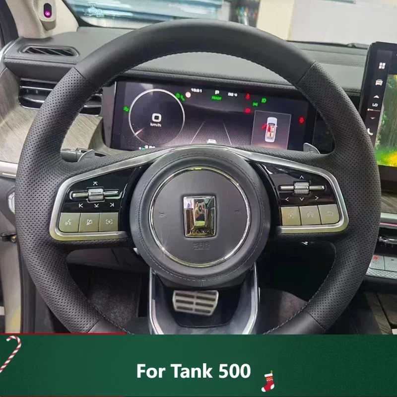 

New! For WEY GWM Tank 500 DIY leather hand sewn steering wheel cover Car interior accessories 2022 2023