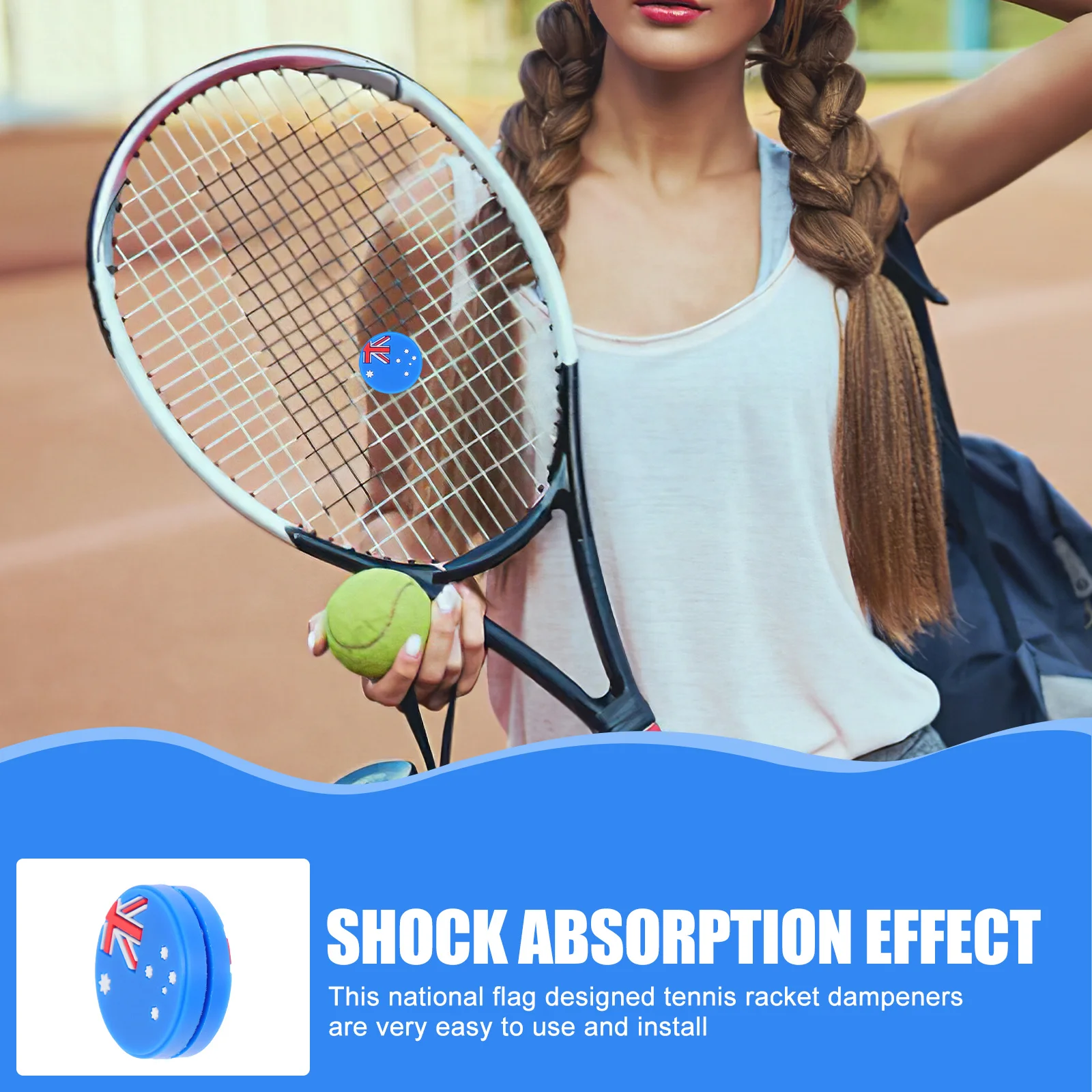 

6Pcs Tennis Dampeners Silicone National Flag Design Racket Vibration Shock Absorbers for Stable Playing Tennis Shock Absorber