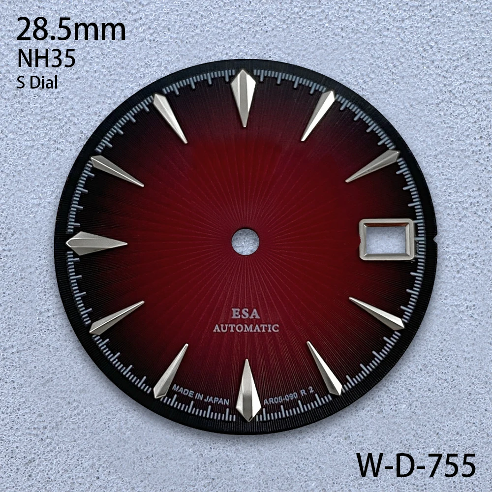 28.5mm S Logo Cocktail Dial Fit NH35 Japanese Movement Red High-Quality Dial Watch Modification Accessories