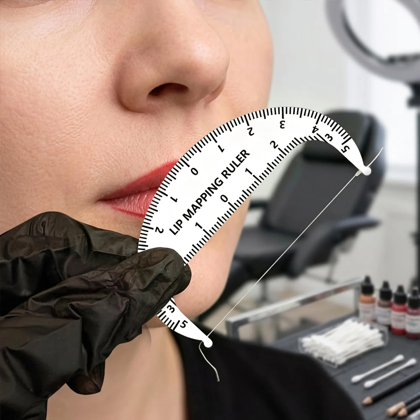 Acrylic Lip Mapping Bow (Bow-Shaped) Symmetrical Measuring Ruler with String, PMU Microblading Lip Shaping Line Marker Tool, Pro