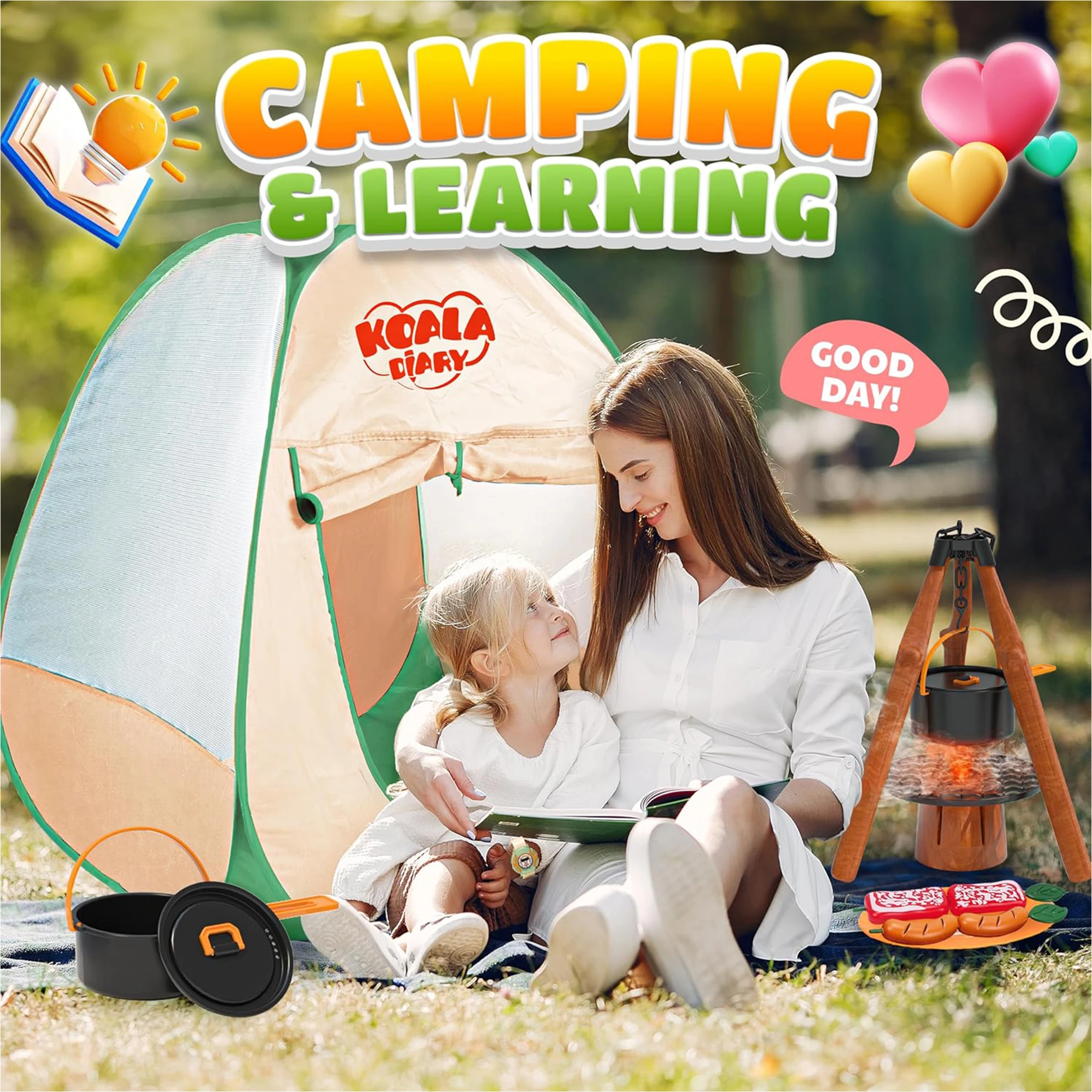 Ensemble d'aventure en plein air immersif pour enfants, tente de camping en boîte exquise + ensemble de piège à feu de camp, base secrète intérieure en matériau Abs résiste en quelques secondes, plaisir de style de cam
