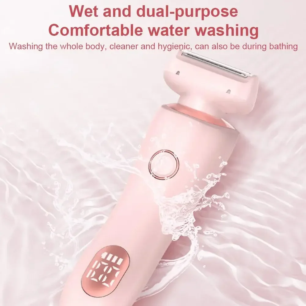 Painless Hair Removal At Home 2 In 1 Electric Shaver Razors for Women Bikini Trimmer for Pubic Hair Wet & Dry Electric Shaver