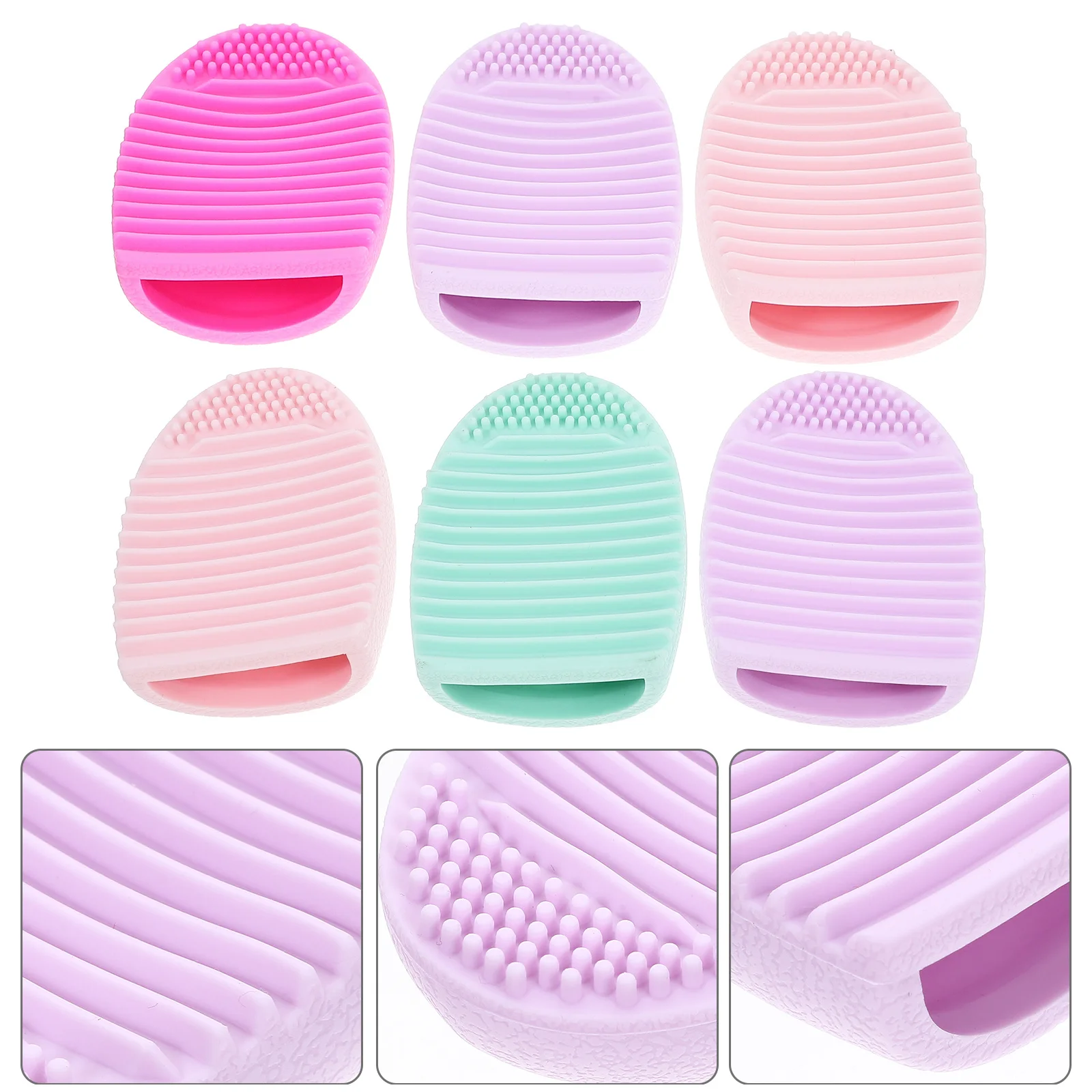 

6pcs Silicone Makeup Brush Cleaner Cleaning Egg Brush Scrubber Pad Beauty Tool Washing Mat For Travel Gym Home Use