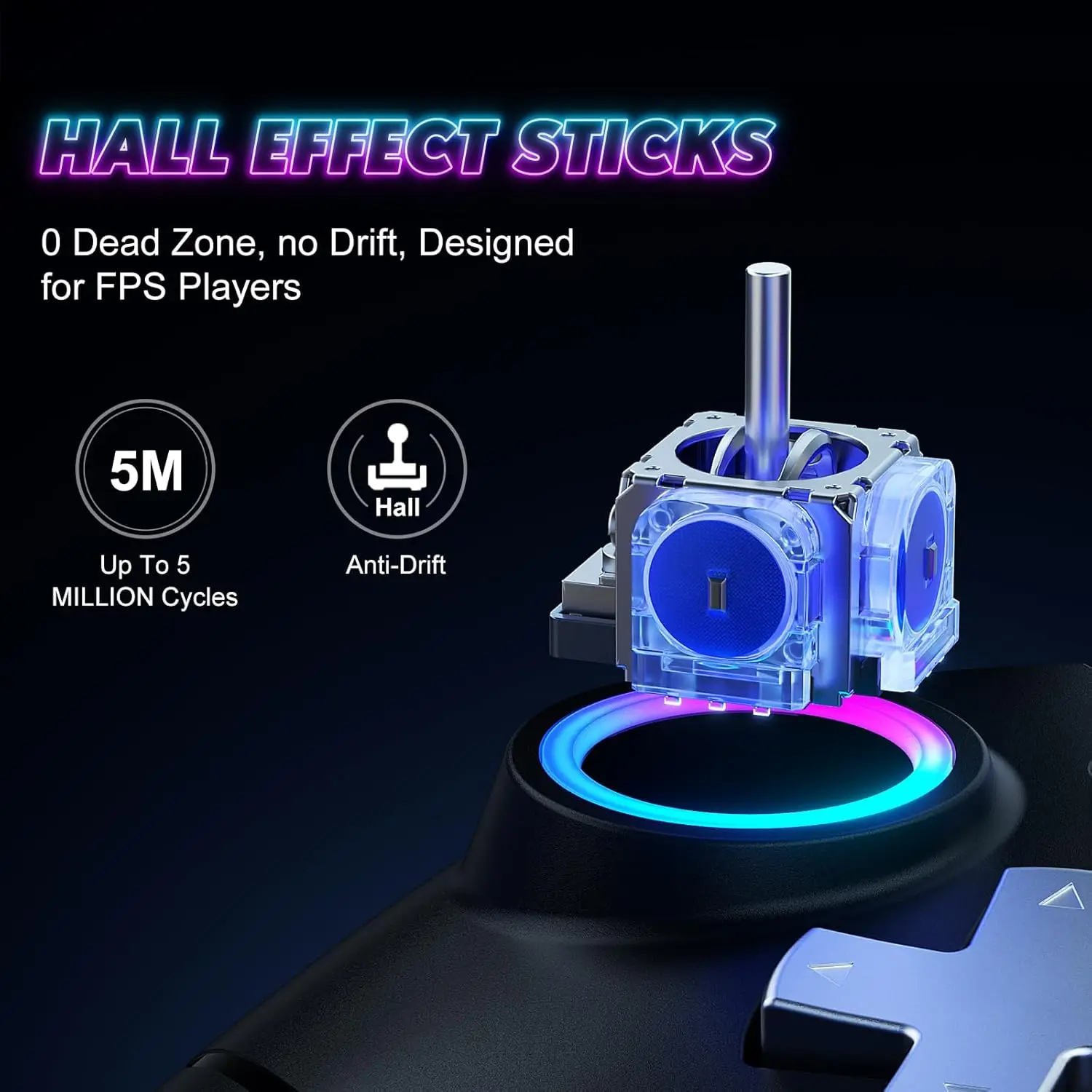 Kontroler do Switch Lite/OLED/PC, bezprzewodowy joystick do gier BT z efektem Halla RGB, funkcją Turbo Macro, 6-osiowym żyroskopem i silnikami wibracyjnymi. — zdjęcie produktu 4