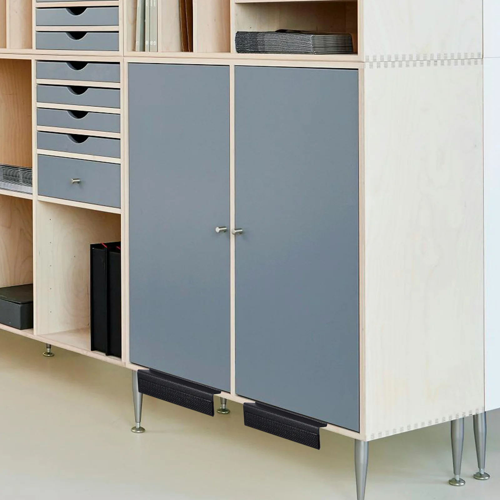 

Cabinet Drawer Foot Pull Hidden Design Multifunctional Durable Easy DIY Install Fits Various Styles Kitchen Trash Cabinet