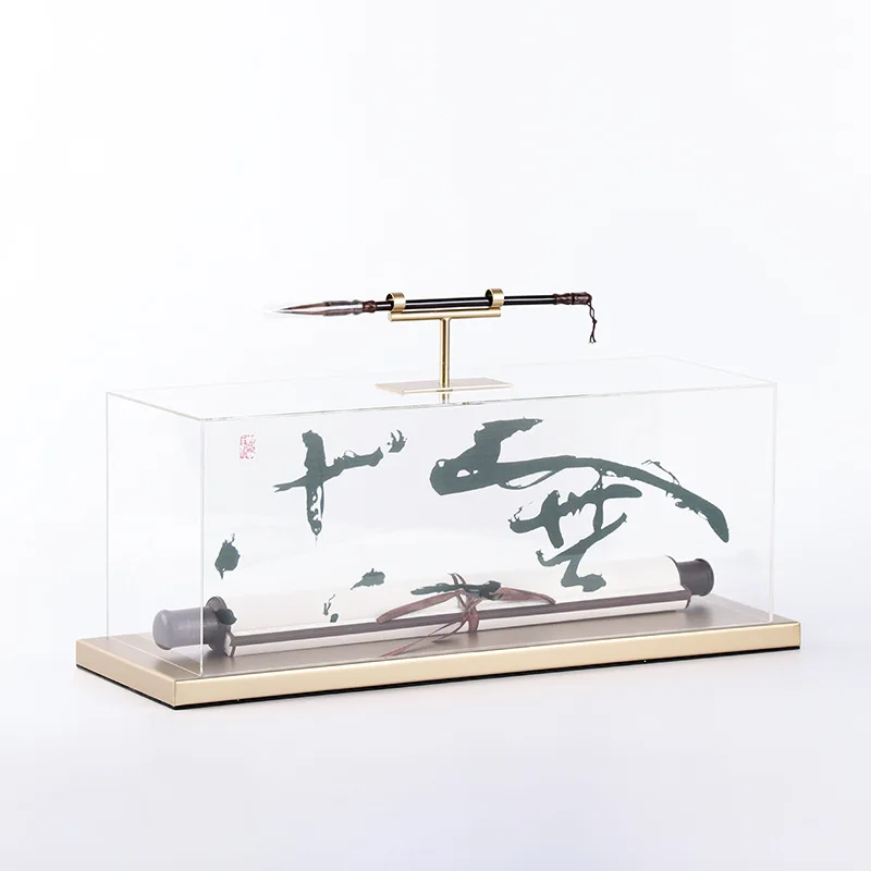 New Chinese Zen ink acrylic box ornament study brush holder painting table living room entrance model room decoration