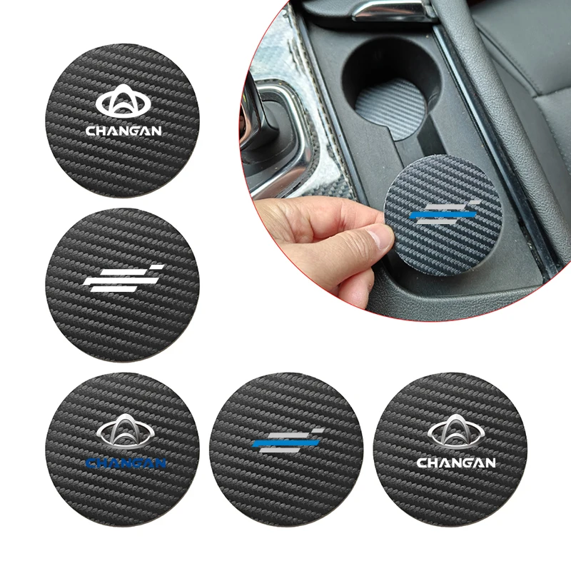 Carbon Fiber PU Leder Auto Wasser Tasse Pad Wasser Tasse Untersetzer Für Changan Oshan X7 PLUS Z6