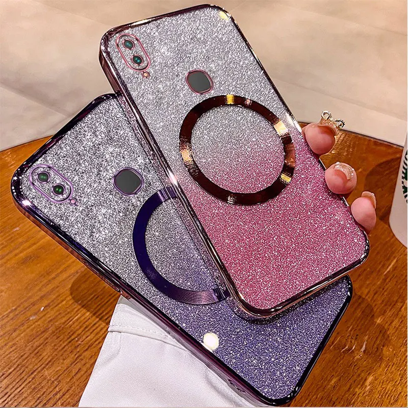 

For vivo Y85 v9 y91 y95 v11i Case Electroplated transparent phone case with flash paper lens fully covered and anti drop