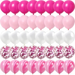 50Pcs Hot Pink White Sequin  Themed Latex Balloons Baby Shower Children's Birthday Gift Children's Birthday Party Decoration