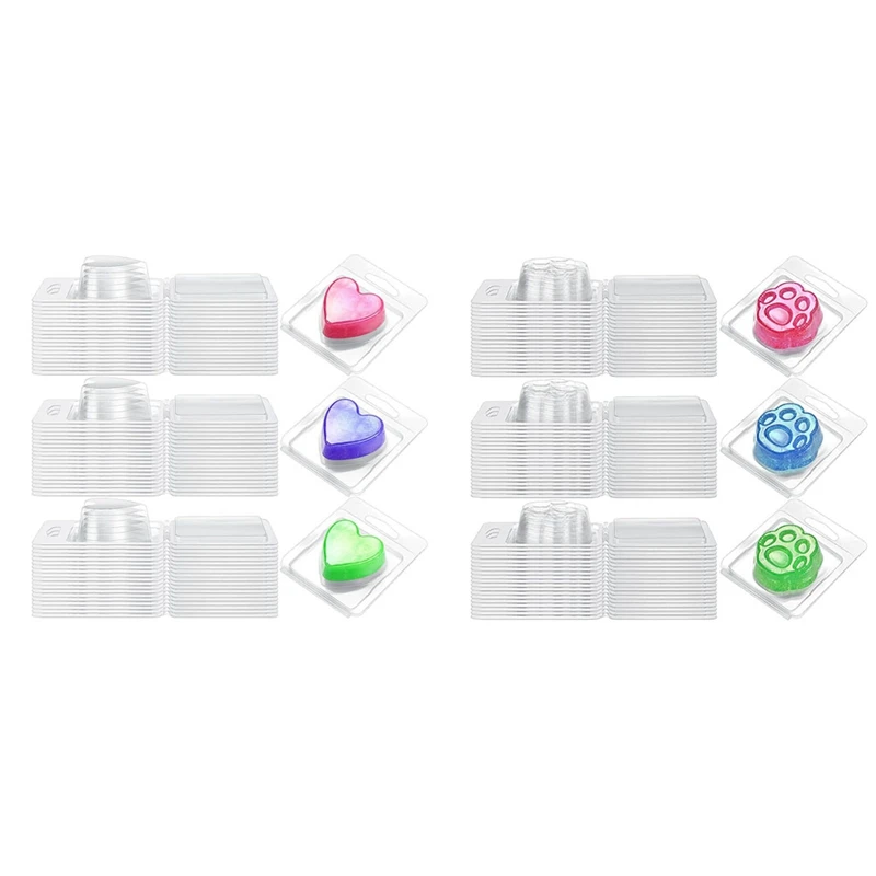 100Pack Wax Melt Container 1.3 Oz,Wax Melt Single Cube Flip Top Clear Empty Plastic Cube Tray For Waxless Tart Candles Durable A