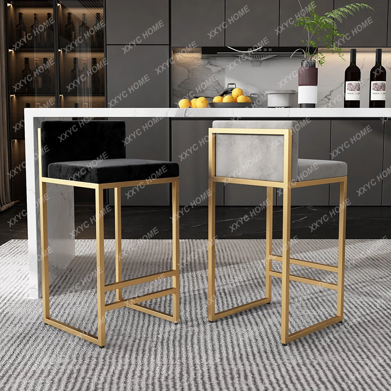 Luxury Designer Bar Chairs Dining Gold Kitchen Bar Stools Black Counter Sillas Para Barra De Cocina Bar Table Chairs Set