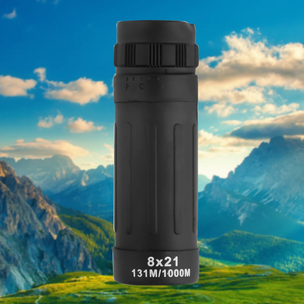8x21 Outdoor Telescope Rubber Housing Mini HD Monocular Multicoat Eyepiece with Rope Cleaning Cloth for Bird Watching Tourism