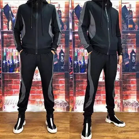 

2025 Spring - Autumn Men's Trendy Hooded Two - Piece Set: Ideal for Casual Wear, Jogging and Various Sports