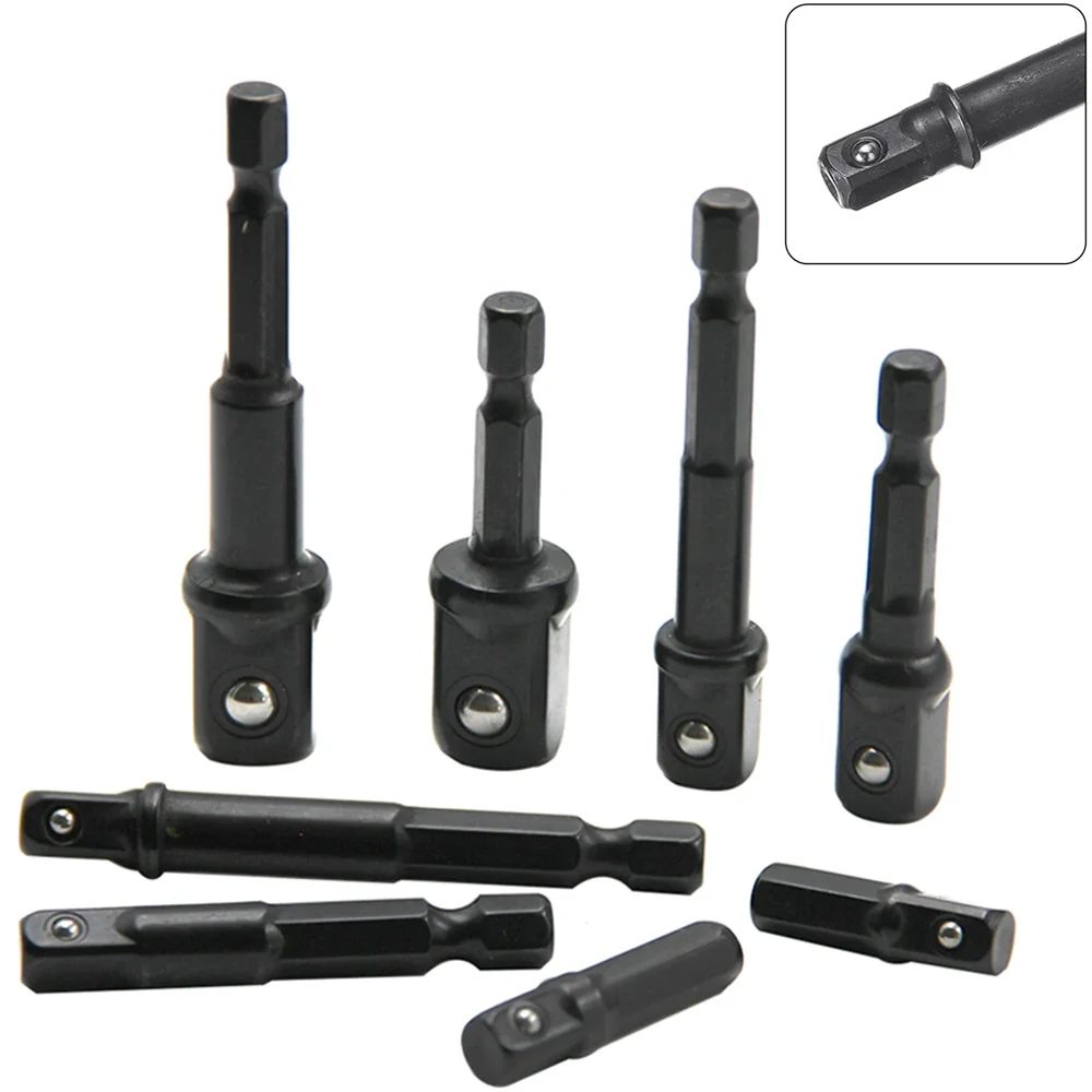 

8Pcs/Set Drill Socket Adapter Electric Screw Hexagonal Handle Square Head 1/4 3/8 1/2 Extension Rod Hex Shank Drill Bits Tools