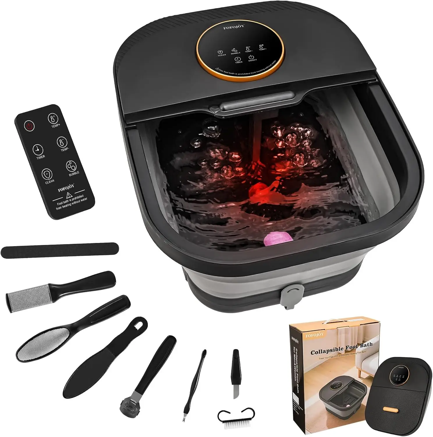 

Массажер для ног с подогревом, пузырьками, контролем температуры, пультом ДУ и сенсорным экраном для мужчин и женщин