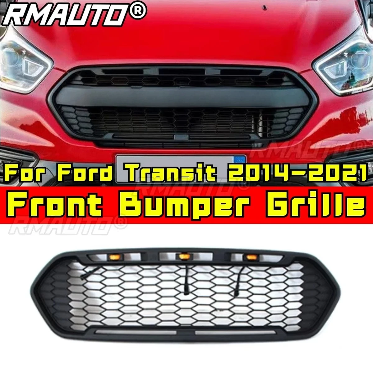 

Car Bumper Grill Front Bumper Racing Grille Grill Body Kit for Ford Transit 2014-2021 Europe CUSTOM Edition Car Accessories