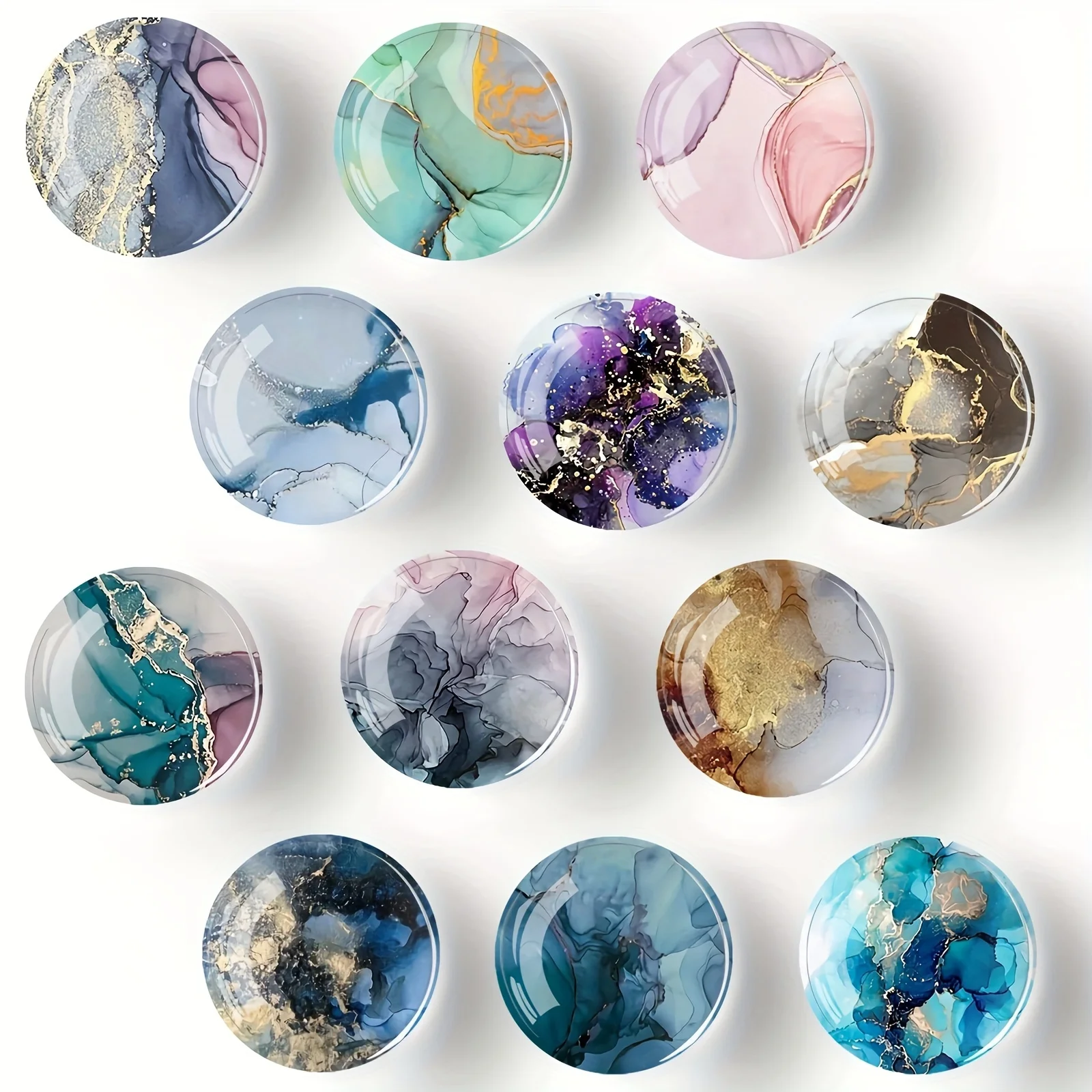Imanes de cristal con patrón de mármol para nevera, decoración bonita para cocina, oficina, pizarra blanca, casillero, armario y lavavajillas, valor Ideal, 12 piezas