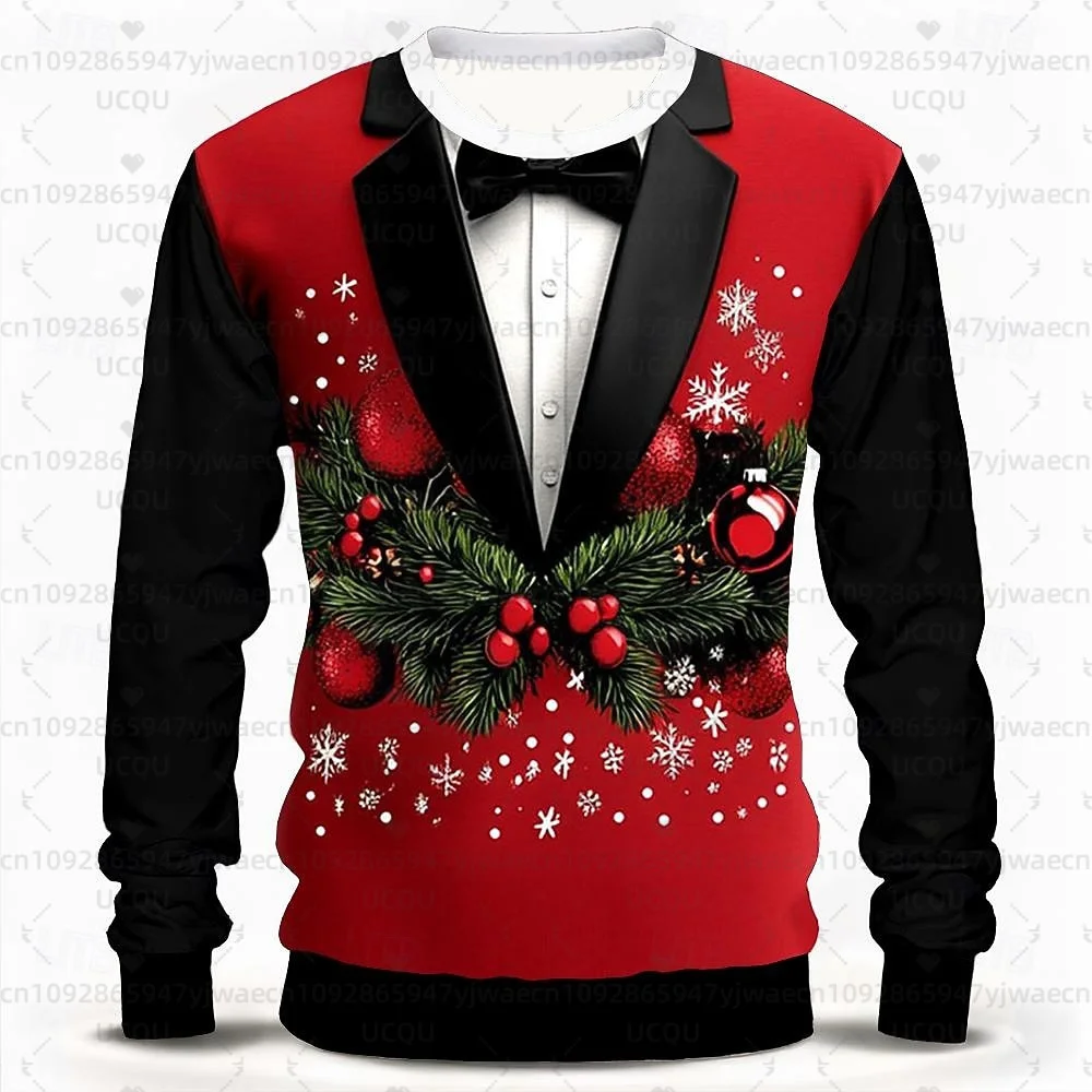 

Модные повседневные вечерние пуловеры с 3D принтом для рождественских каникул, мужские пуловеры с длинными рукавами и Рождеством, с круглым вырезом