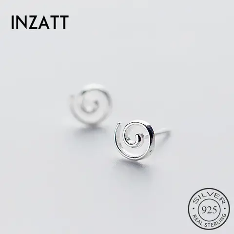 INZATT 925 스털링 실버 미니멀리스트 기하학적 나선형 스터드 귀걸이 여성을위한 패션 파인 쥬얼리 액세서리 드롭 배송