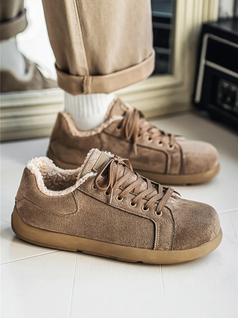 

Men's Winter Thickened Fleece Lined Casual Bken Shoes Waterproof Non-slip Cotton Shoes Warm Comfortable Retro Style