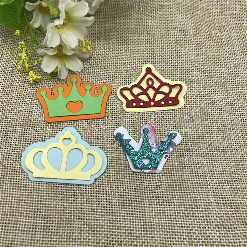 

Flower 4 Pcs crown Metal cutting dies mold Round hole label tag Scrapbook paper craft knife mould blade punch stencils dies