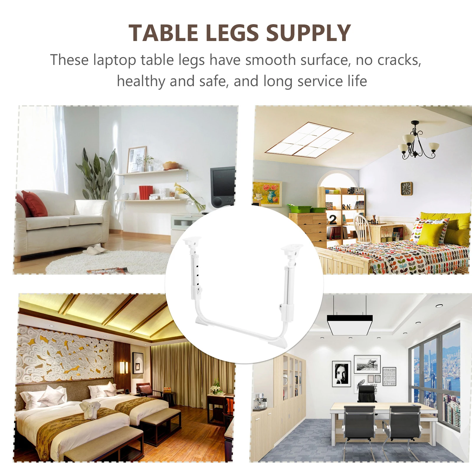 

2Pairs U-Shaped Table Legs Foldable Iron Bed Desk Leg Self-Locking Adjustable Laptop Table Replacement Legs for Home Computer