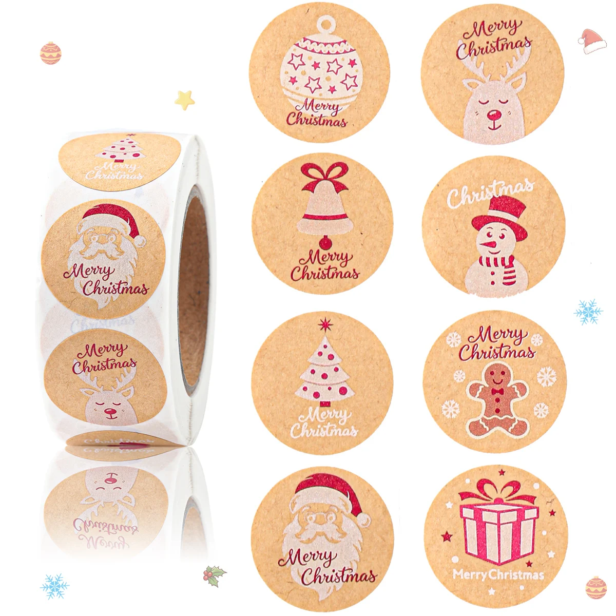 500pcs/roll Christmas Gift Stickers Merry Christmas Decor for Home 2026 Self-Adhesive Envelope Label Navidad Natal New Year 2027