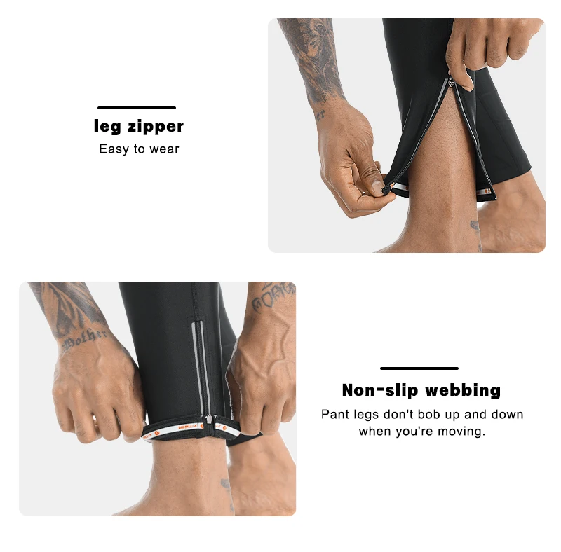 X-TIGER Herren Thermo-Radhose Winter Mountainbike-Hose Fahrrad-Tights mit Beinreißverschlüssen 5D Gel-Polster Thermo-Radhose – Detail 12