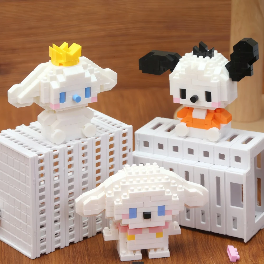 Sanrio Hello Kitty Kuromi My Melody Cinnamoroll Building Blocks Cartoon Figures Bricks Children\'s Assembly Toys Model Gift