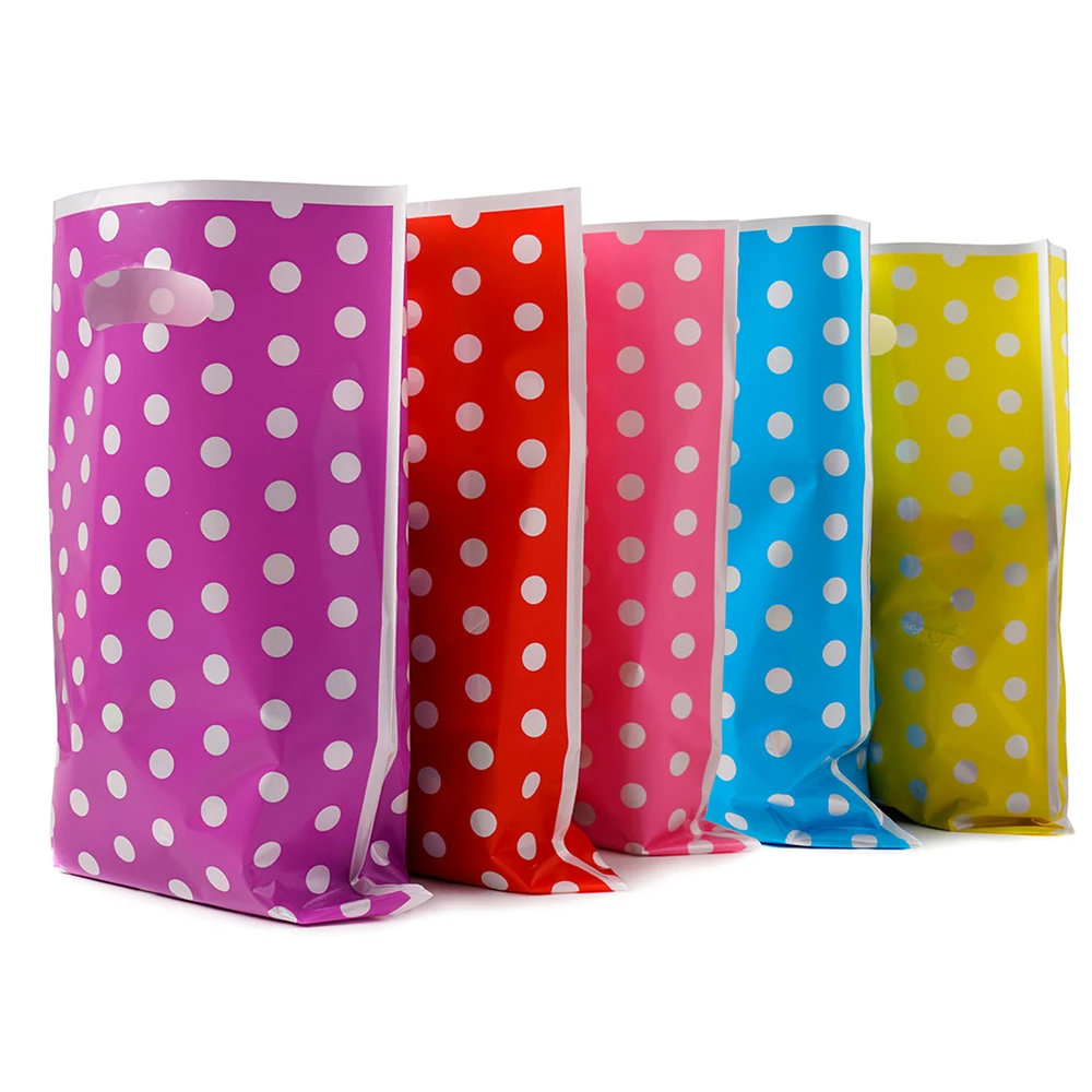 Printed Gift Bags Polka Dots Plastic Candy Bag Child Party Loot Bags Boy Girl Kids Birthday Party Favors Supplies Decor