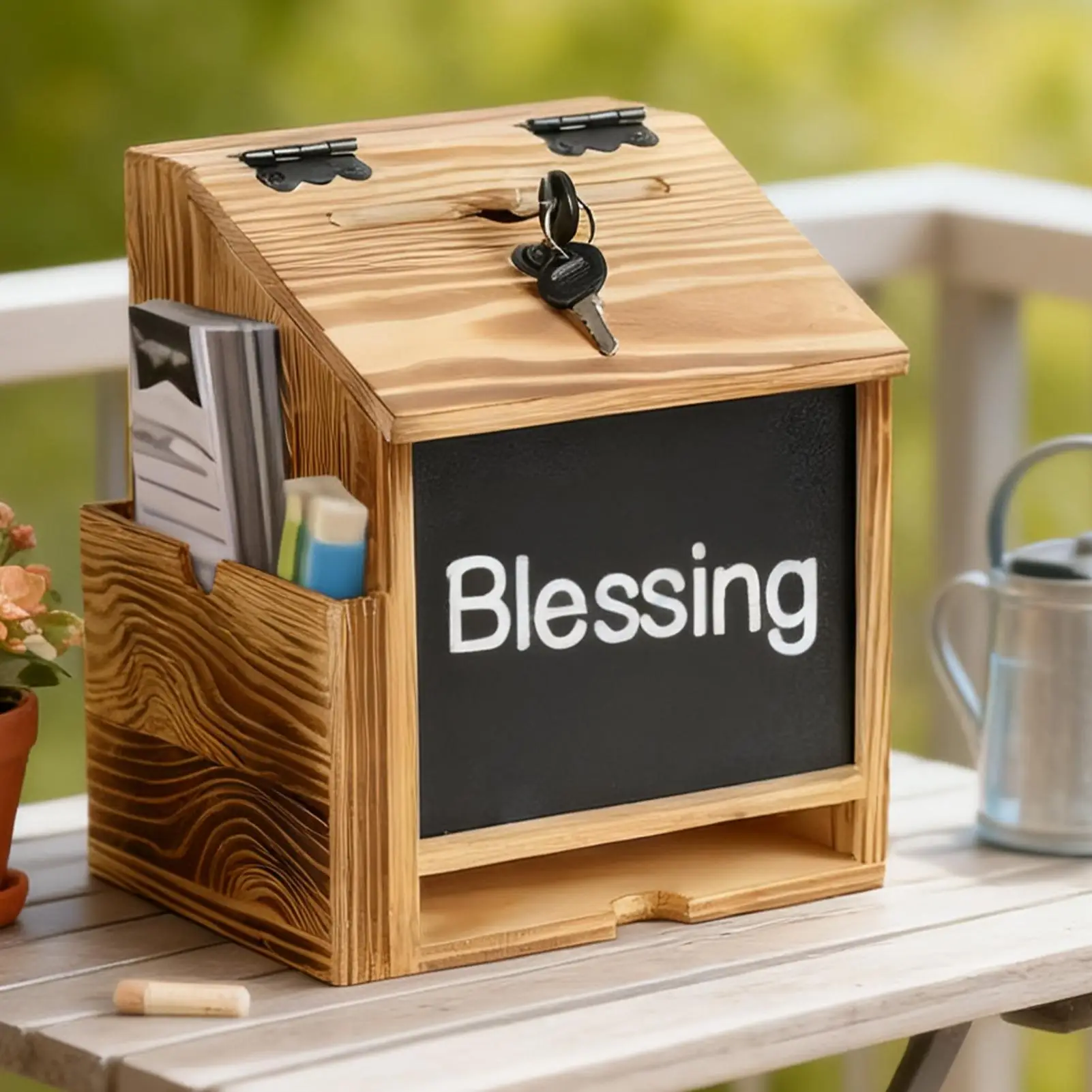 Wooden Suggestion Box With Lock Wooden Money Coin Storage Tool Tips Collection Donation Bucket For Cafe School Restaurants Bar