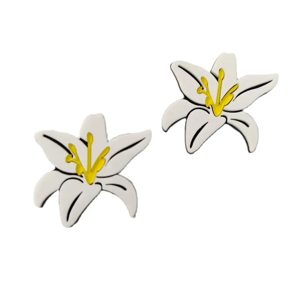 KUGUYS Acrylic Fashion Stud Earrings for Women Brincos Orchid Large Earring Womans Jewelry Pendientes Femme Oorbellen