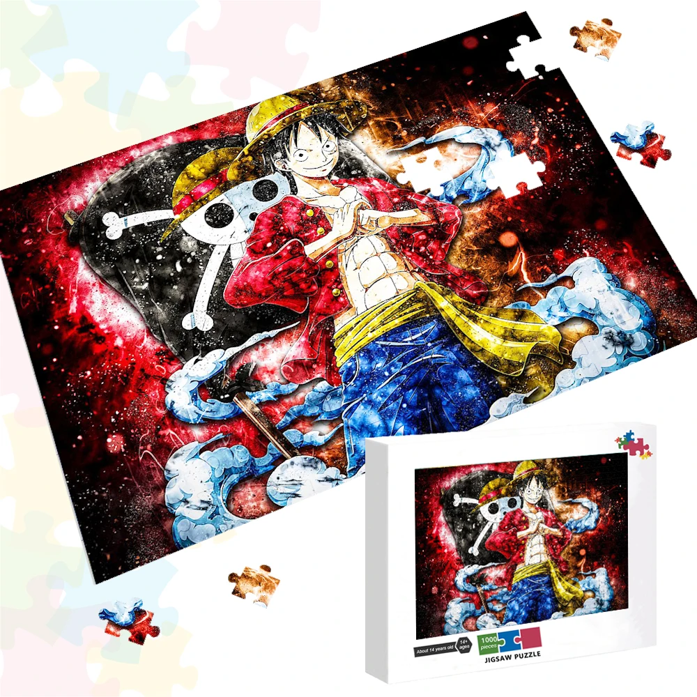 One Piece Luffy Jigsaw Puzzles 1000 Pieces Wooden Puzzles Kids Adult Toys Learning Educational Collection Hobby Educational Toy