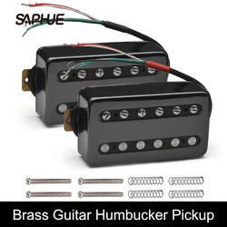 Electric Guitar Pickup Coil, II Style Brass Cover, Splitting Humbucker, Dual Coil Pickup, N7.5K, B15K Output, Black, Silver