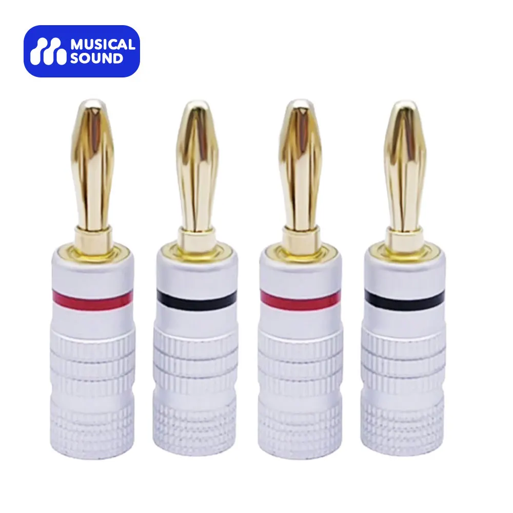 Musical Sound Speaker Banana Plug Connectors 24K Gold Plated Copper 4MM Hi-fi Audio Plug Amplifier Speaker Plug Terminal