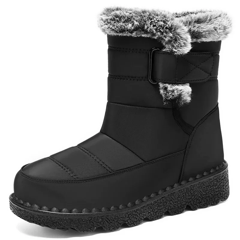 Tacchi alla caviglia Stivali alti da neve impermeabili Stivali nuovi da donna Scarpe di tendenza Stivali invernali da donna Scarpe di pelliccia Addensare Alpinismo