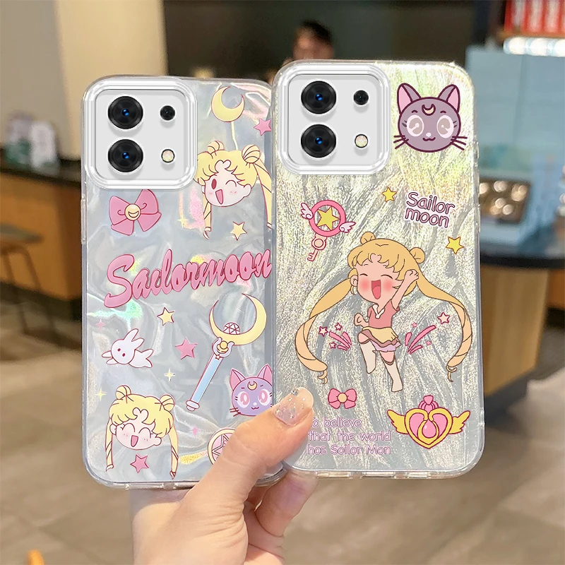 

Lovely Sailors Moons Cartoon Phone Case for Redmi Note 13 12 11 10 9 ProPlus 13C 12C 10C 9C A2 A1 Hard Gradient Shockproof Cover